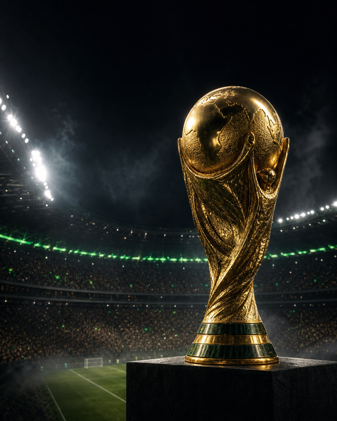 World Cup 2026 trophy in a stadium